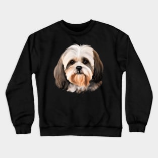 Lhasa Apso Dog Portrait Crewneck Sweatshirt